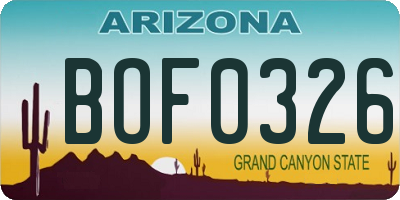 AZ license plate BOF0326