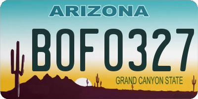 AZ license plate BOF0327