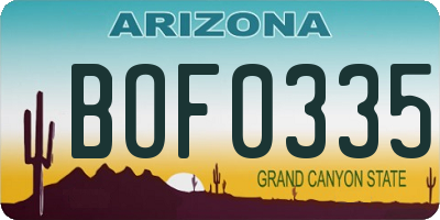 AZ license plate BOF0335