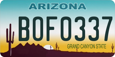 AZ license plate BOF0337