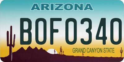 AZ license plate BOF0340