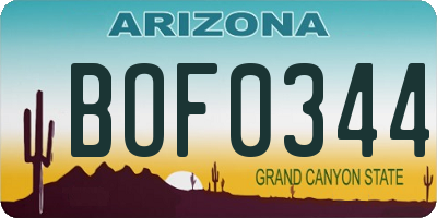 AZ license plate BOF0344