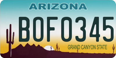 AZ license plate BOF0345