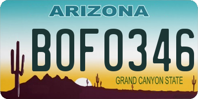 AZ license plate BOF0346