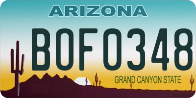 AZ license plate BOF0348