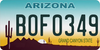 AZ license plate BOF0349