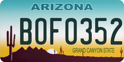 AZ license plate BOF0352
