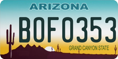 AZ license plate BOF0353
