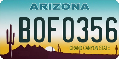 AZ license plate BOF0356