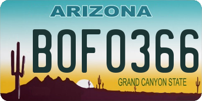 AZ license plate BOF0366