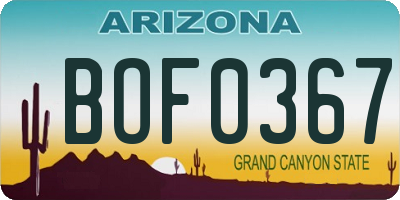 AZ license plate BOF0367