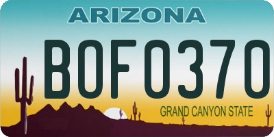 AZ license plate BOF0370