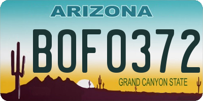 AZ license plate BOF0372