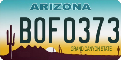 AZ license plate BOF0373