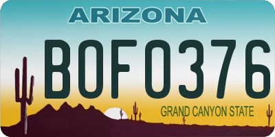 AZ license plate BOF0376