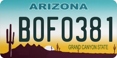 AZ license plate BOF0381