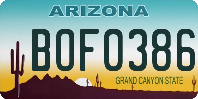 AZ license plate BOF0386