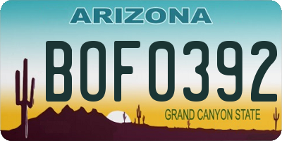 AZ license plate BOF0392