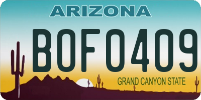 AZ license plate BOF0409