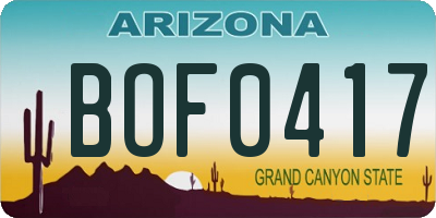 AZ license plate BOF0417