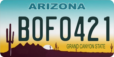 AZ license plate BOF0421