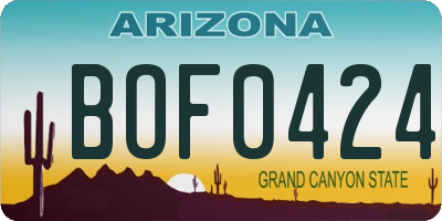 AZ license plate BOF0424