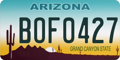 AZ license plate BOF0427