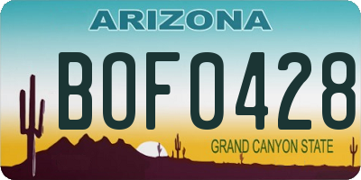 AZ license plate BOF0428