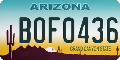 AZ license plate BOF0436