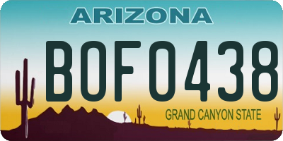 AZ license plate BOF0438