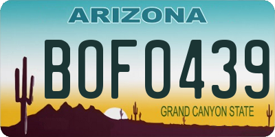 AZ license plate BOF0439