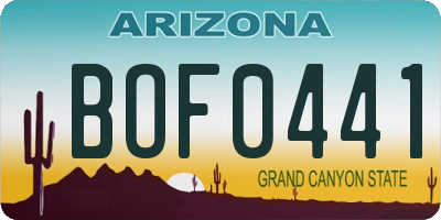 AZ license plate BOF0441