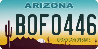AZ license plate BOF0446