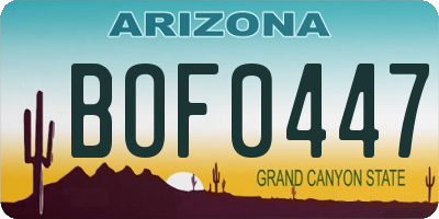 AZ license plate BOF0447