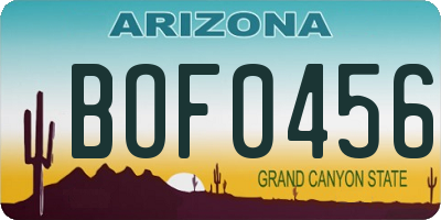 AZ license plate BOF0456