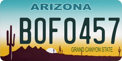 AZ license plate BOF0457