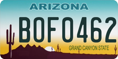 AZ license plate BOF0462