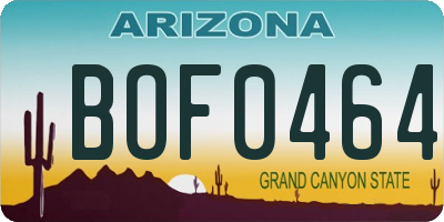 AZ license plate BOF0464