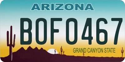 AZ license plate BOF0467
