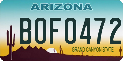 AZ license plate BOF0472