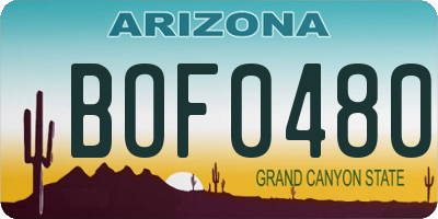 AZ license plate BOF0480