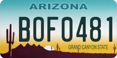 AZ license plate BOF0481