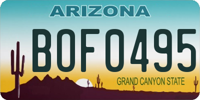 AZ license plate BOF0495