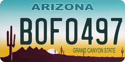 AZ license plate BOF0497