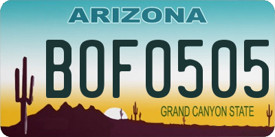 AZ license plate BOF0505