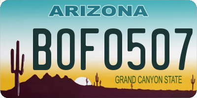 AZ license plate BOF0507