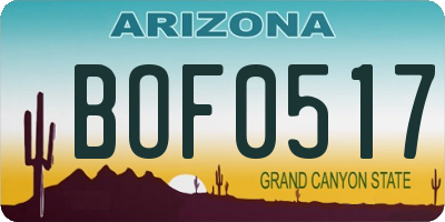 AZ license plate BOF0517