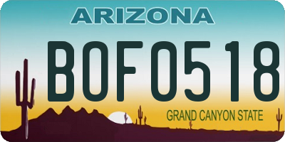 AZ license plate BOF0518