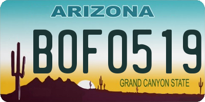 AZ license plate BOF0519