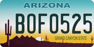 AZ license plate BOF0525